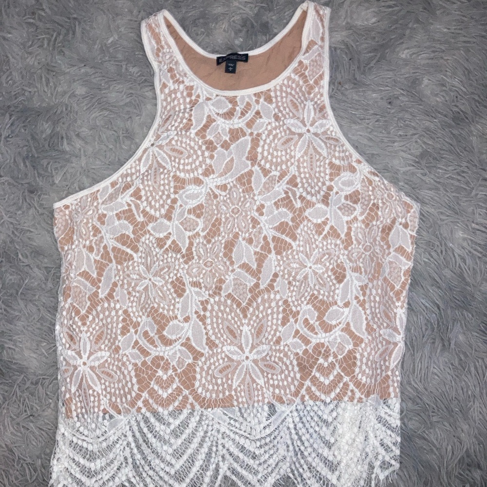LISTING WILL BE REMOVED 5/7 Express White Cropped Embellished Tank Top